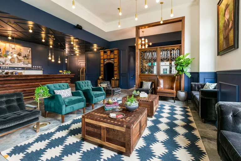 The lobby at the Atticus Hotel