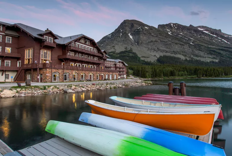 Exterior view of Many Glacier Hotel