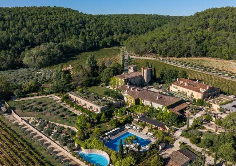 aerial view of hotel grounds