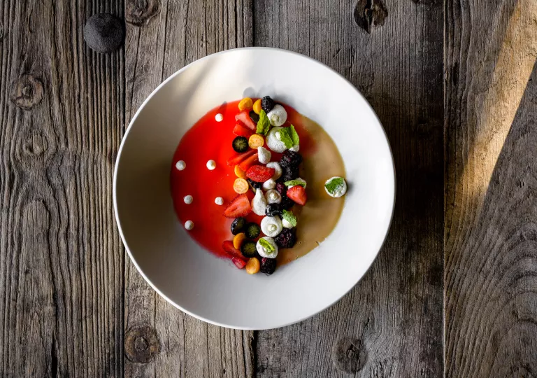 birds eye view of food in a bowl