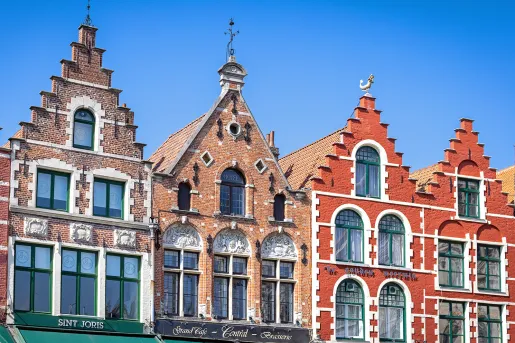 Vibrant Dutch brick storefronts/housefronts