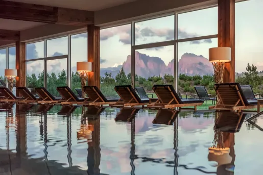 The pool at COMO Alpina Dolomites with a view