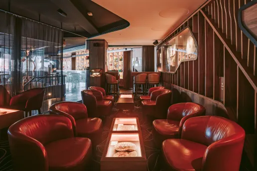 red leather couches 
