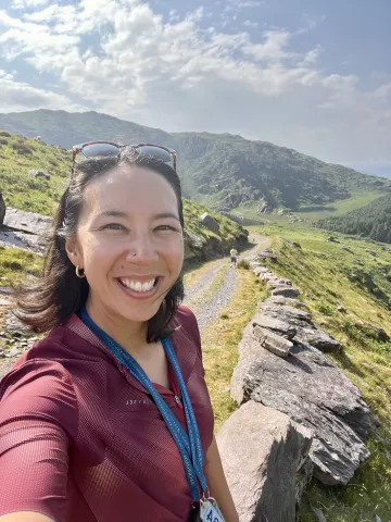 Contributor Hilary Duff in a selfie on a hike in the hills