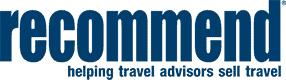 recommend Logo, "helping travel advisors sell travel"