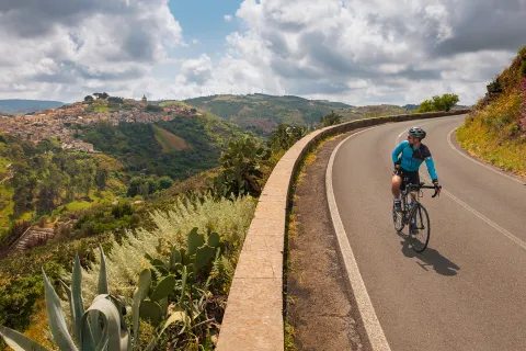 Backroads guest biking on path