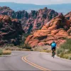 Back shot biker in Arizona