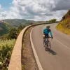 Backroads guest biking on path