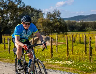 A Backroads guest bikes through the wine region of Portugal.