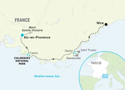 Provence to the French Riviera Walking & Hiking Tour map