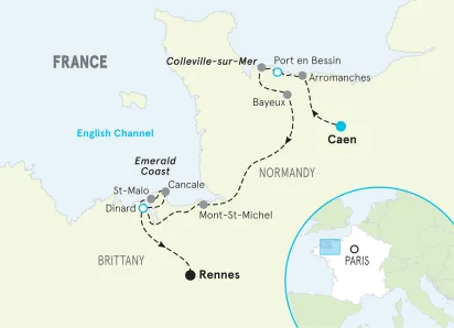  France Brittany & Normandy Walking & Hiking Tour map