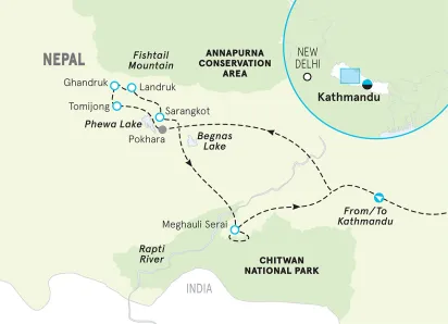 Nepal Lodge-to-Lodge Trekking Tour map