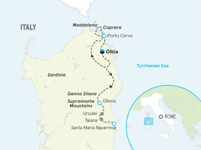 Italy Sardinia Bike Tour map
