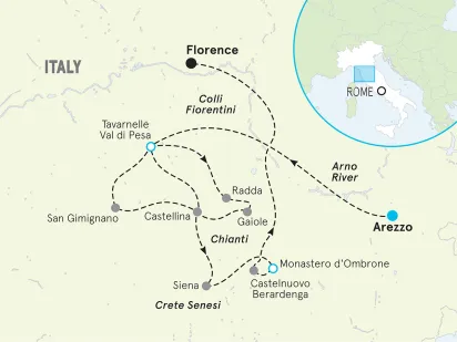 Italy Tuscany Easygoing Biking Tour map