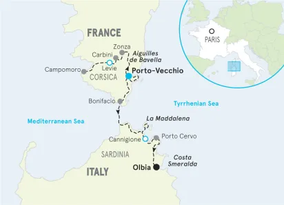 Sardinia & Corsica Multi-Adventure Tour Map
