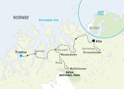 Norway Northern Lights Easygoing Walking Tour map
