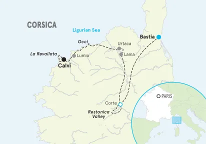 Corsica Women's Hiking & Walking Tour map