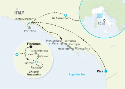 Cinque Terre & Tuscany Hiking & Walking Tour Map