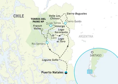 Chile Patagonia Family Multi-Adventure Tour map