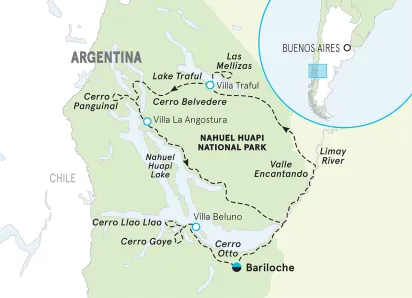 Argentina Patagonia Lake District Easygoing Hiking Tour map